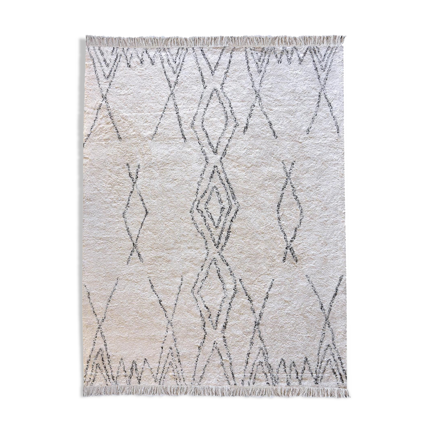 160 x 230 cm Berber rug in white cotton