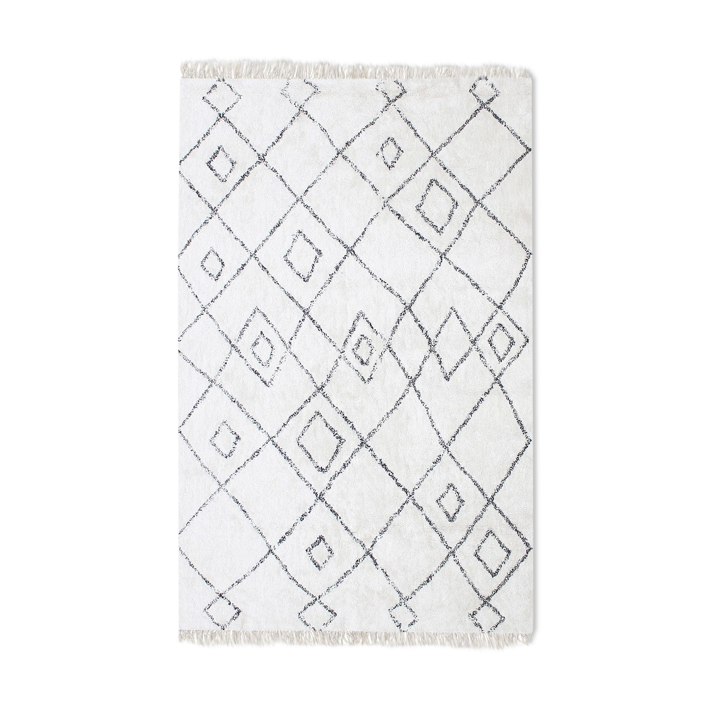 160 x 230 cm Tapis Berbere en coton blanc