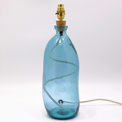 Simplicity Tall Recycled Glass Lamp Base Light Blue