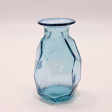 Origami Recycled Glass Vase Light Blue