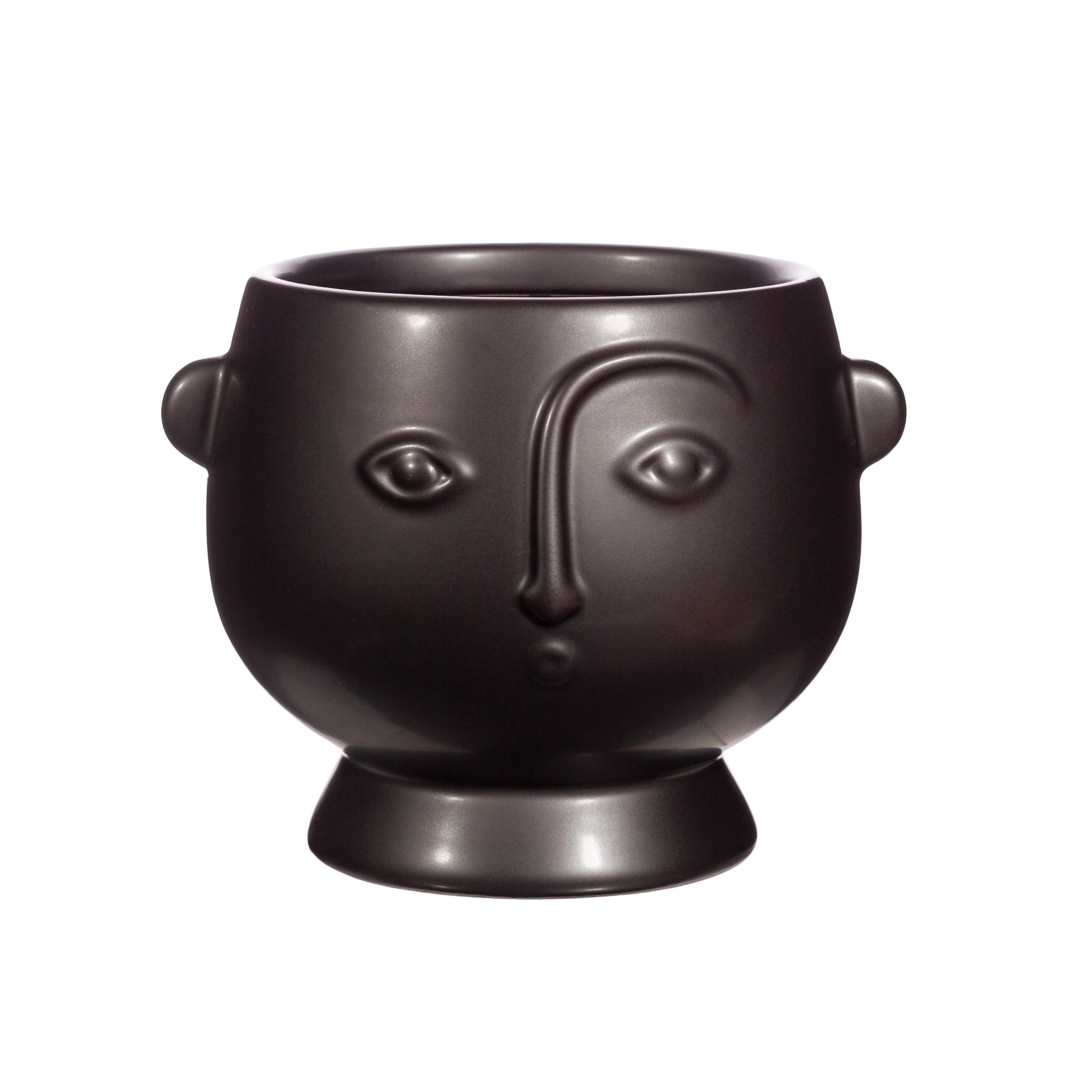 Large Matte Black Face Planter