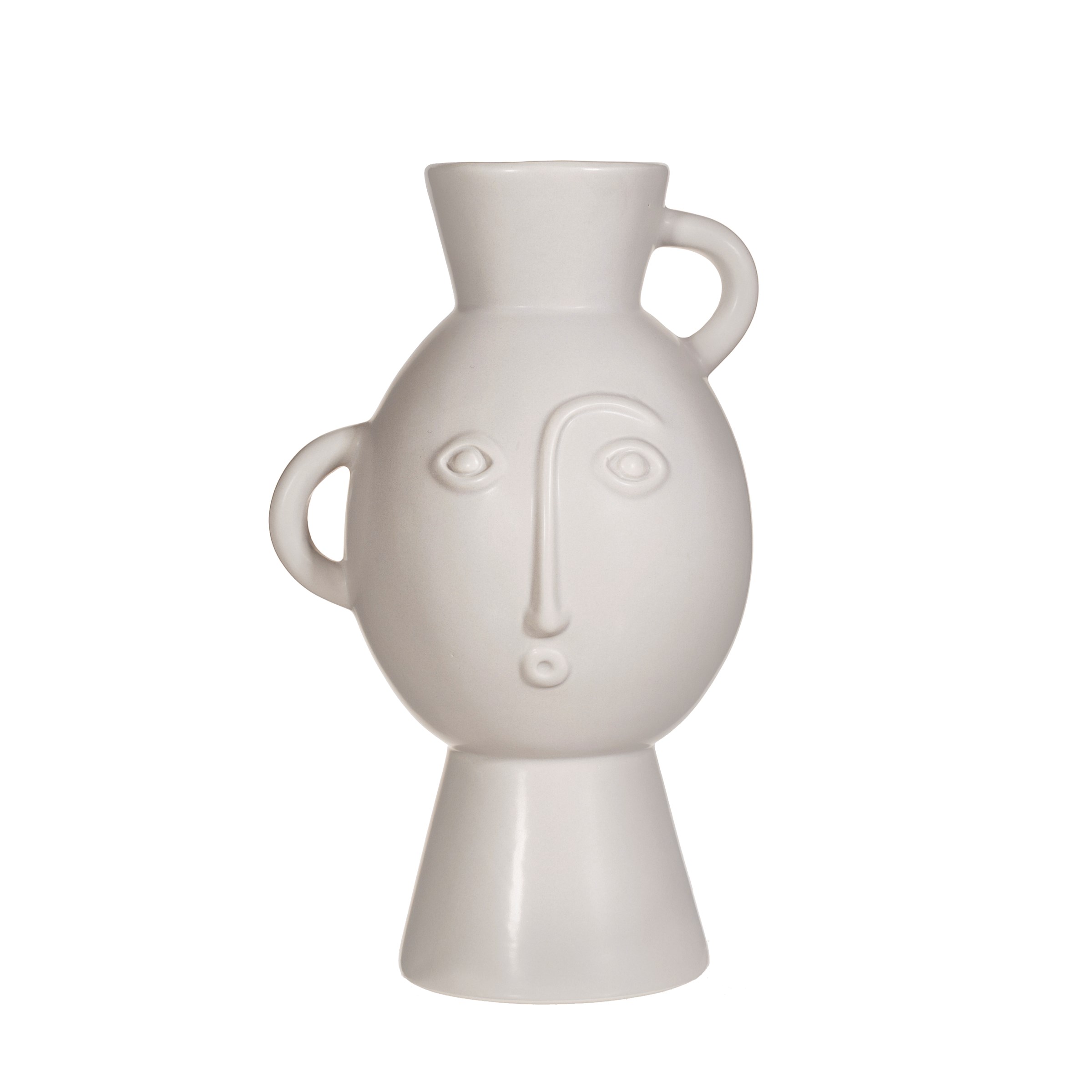 &Quirky Amira Face Matt Grey Vase With Handles