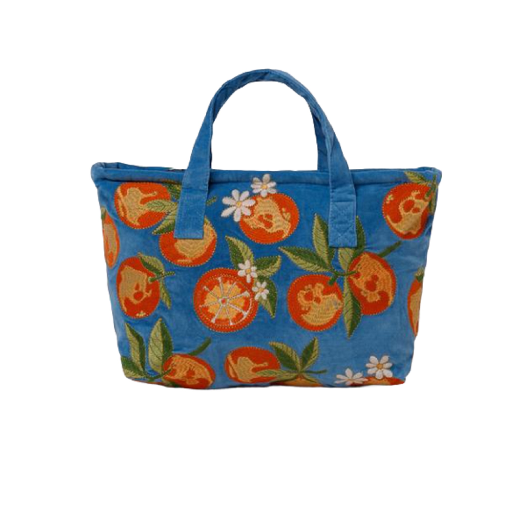 Elizabeth Scarlett Orange Blue Velvet Day Bag