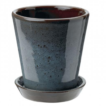 Knabstrup Ceramic Cultivation Pot - Ø 10,5 cm H 11 | Brown-Turquoise