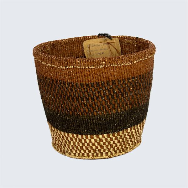 Kenyan Sisal Traditional Basket Margret Natural Mixed Checker Board No 190