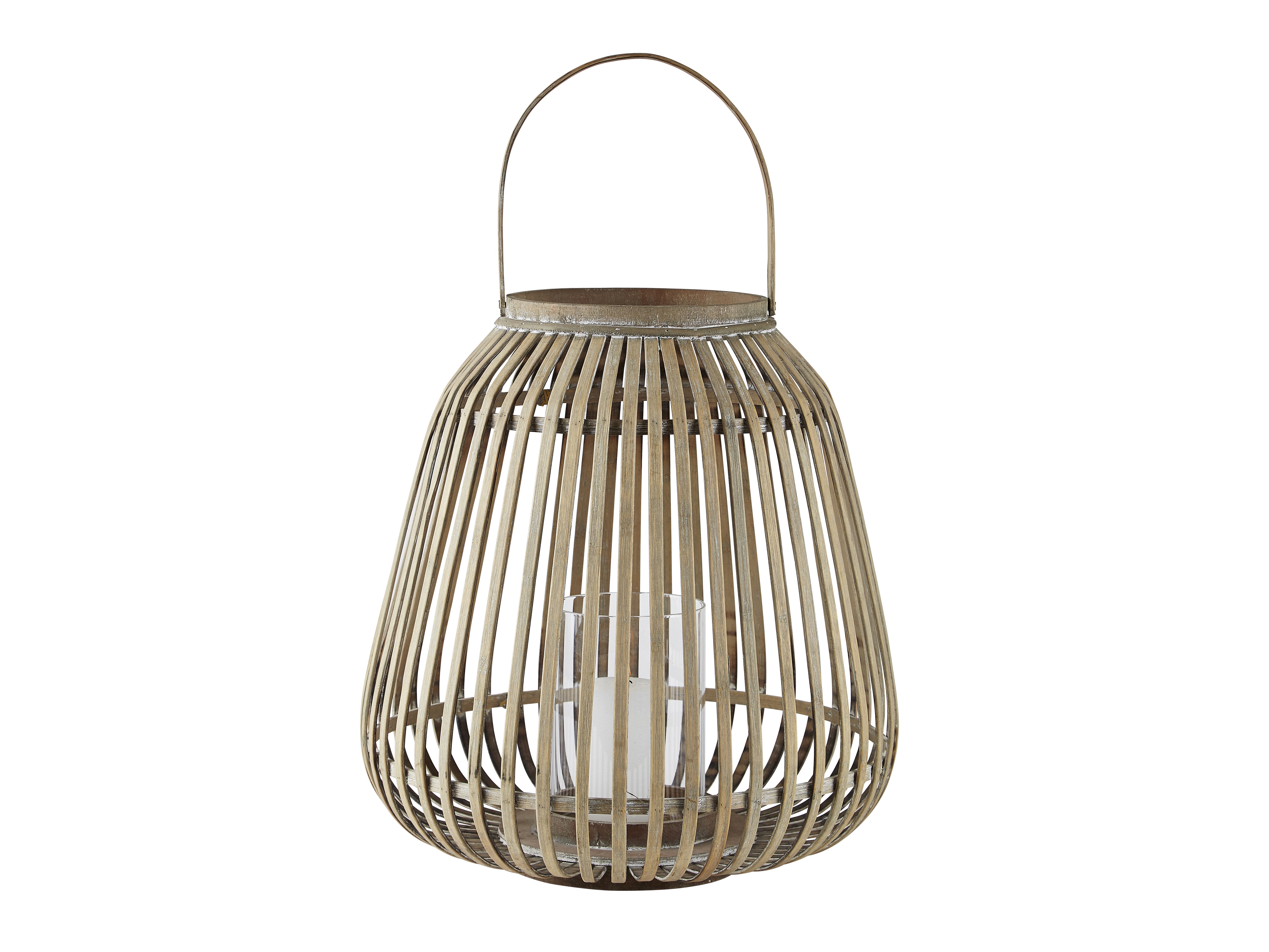 Villa Collection Bamboo Lantern with LED Candle | Nature | H40cm