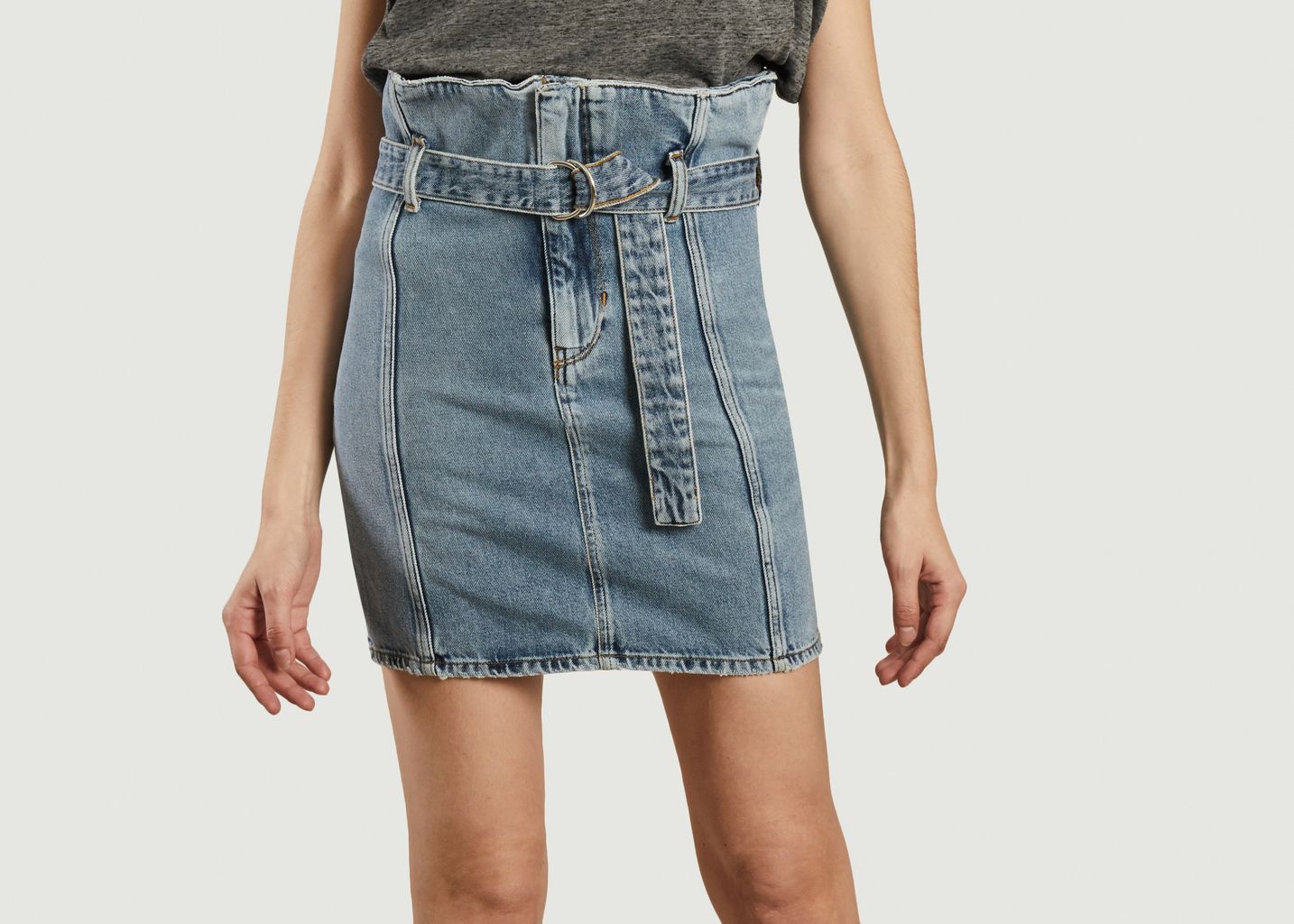 IRO Melay Denim Belted Short Skirt