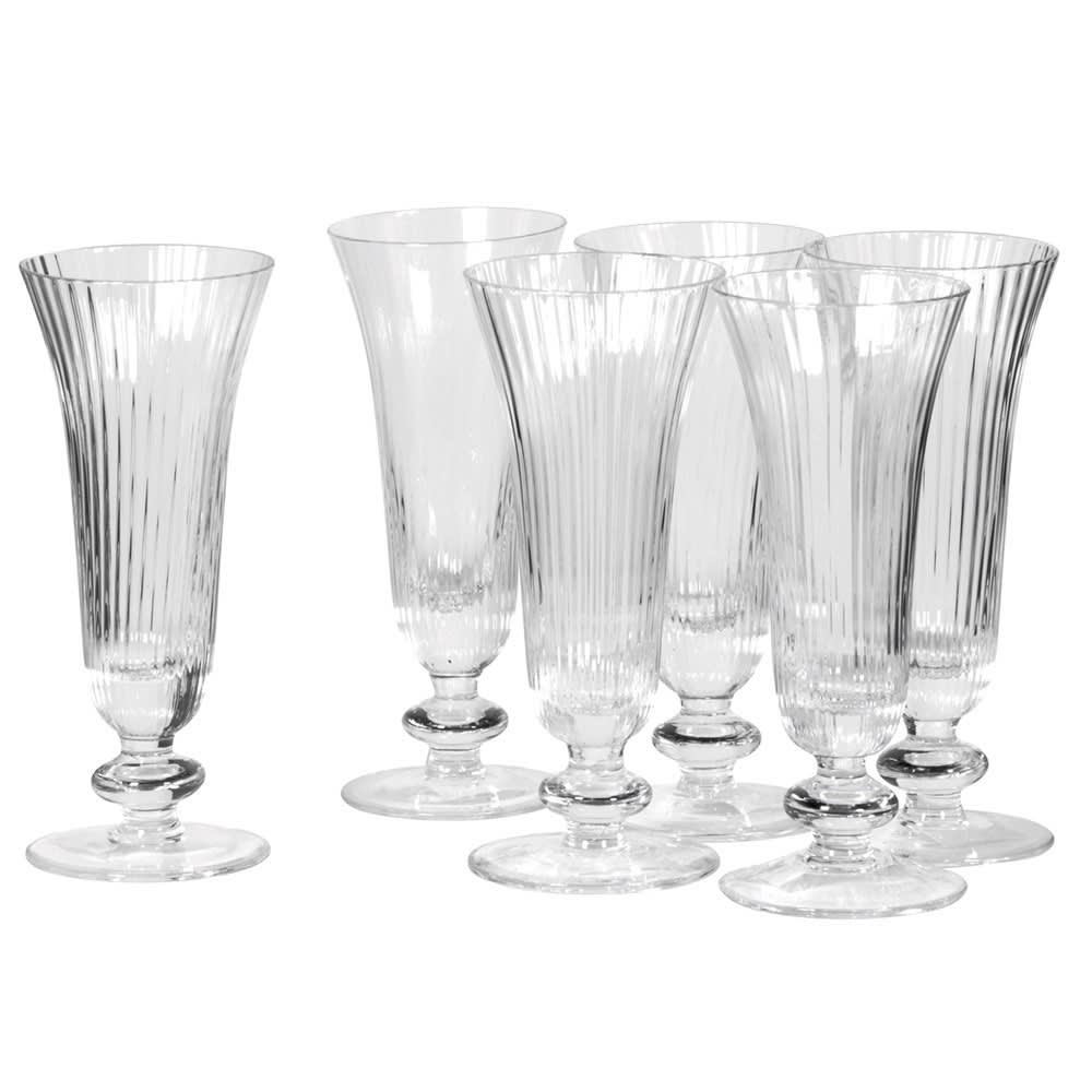 livs Set of 6 Clear Ribbed Flutes Glasses