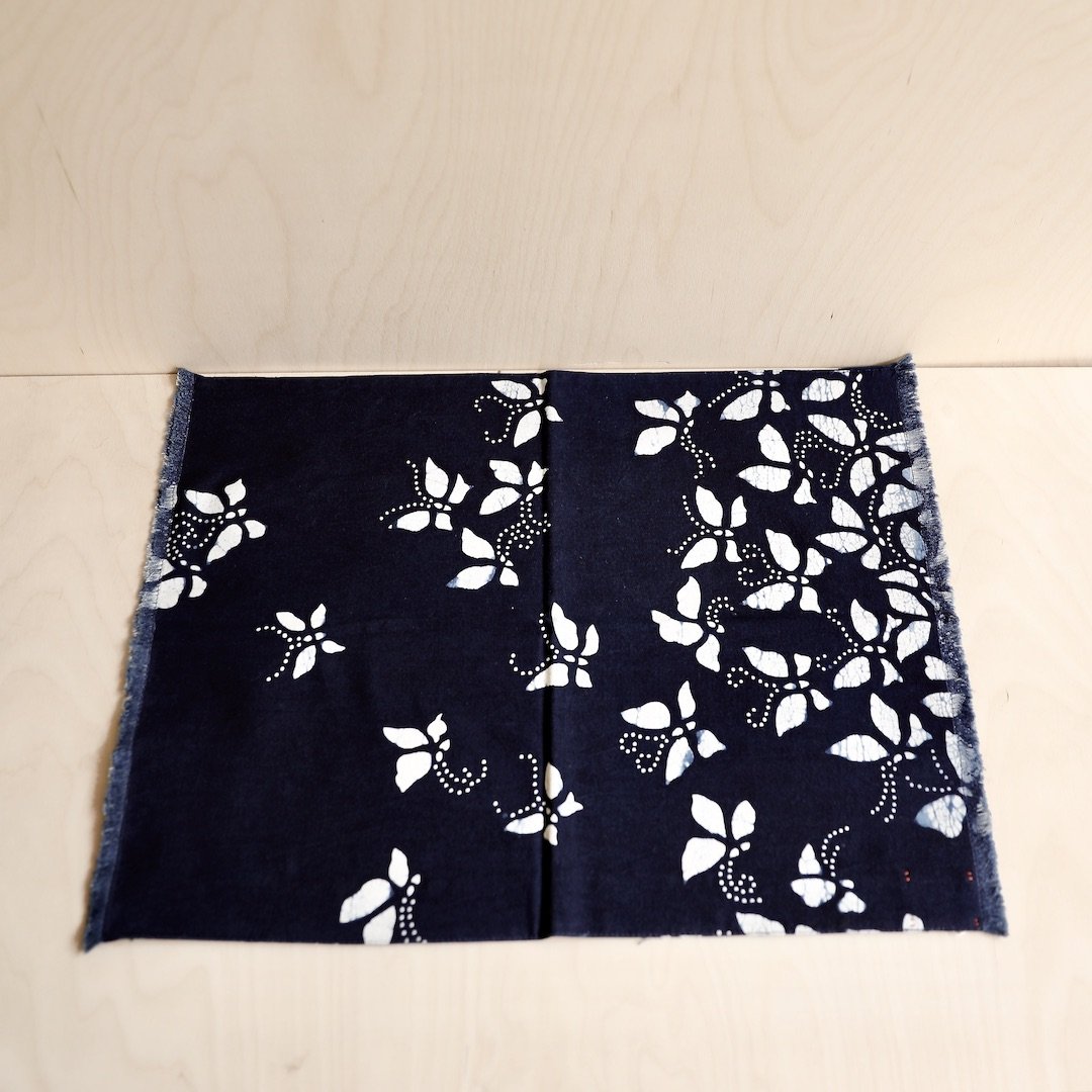 Blue Handed Table Place Mat With Indigo Blue White Butterfly Patterns
