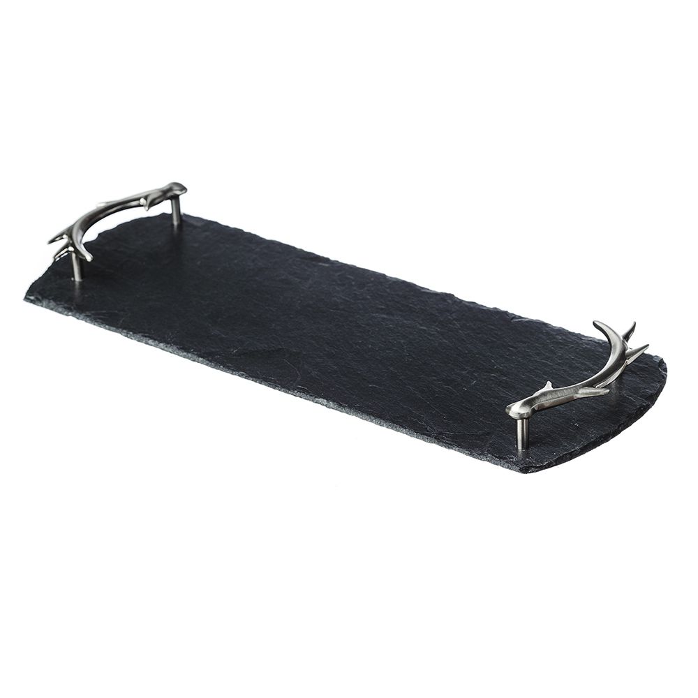Small Slate Tray with Antler Handles