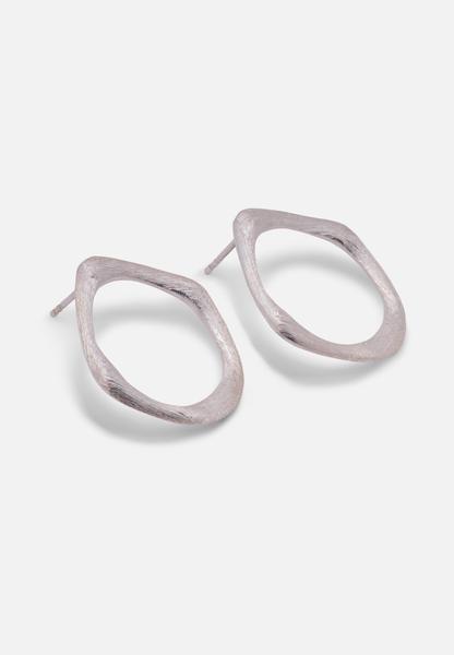 EL PUENTE Organic Shape Open Drop Stud Earrings Matte Silver