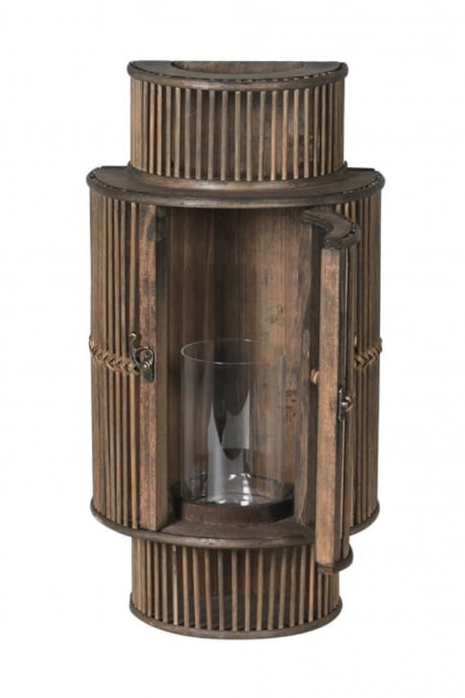 The Home Collection Black Bamboo Curved Lantern
