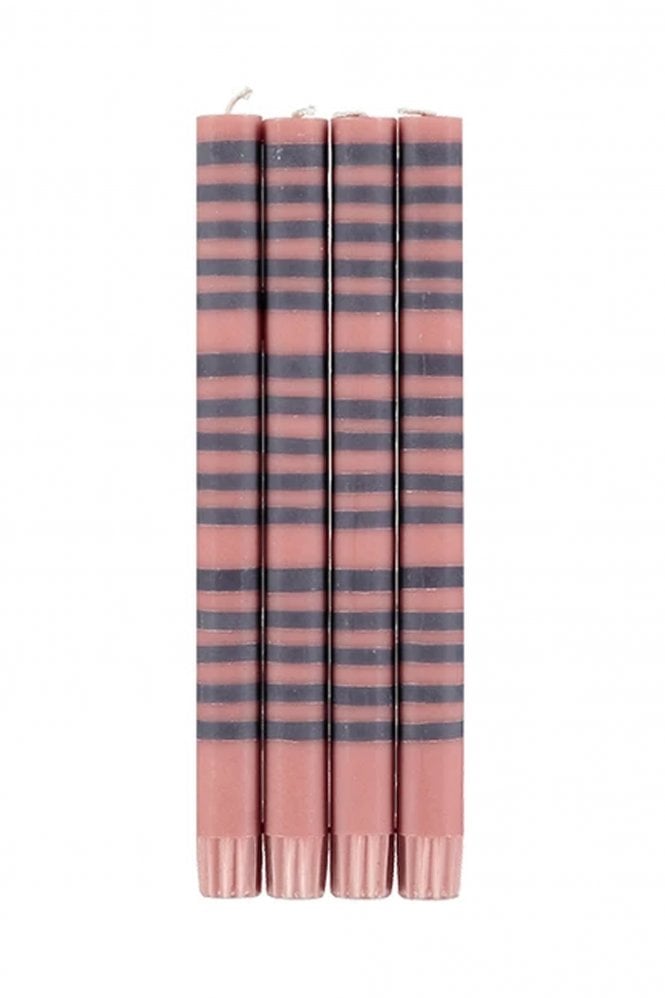 The Home Collection Striped Candle In Old Rose Gunmetal