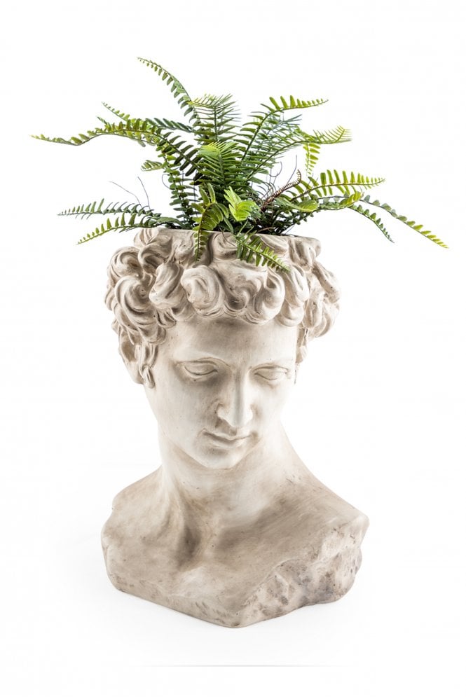 The Home Collection Stone Effect David Bust Flower Pot