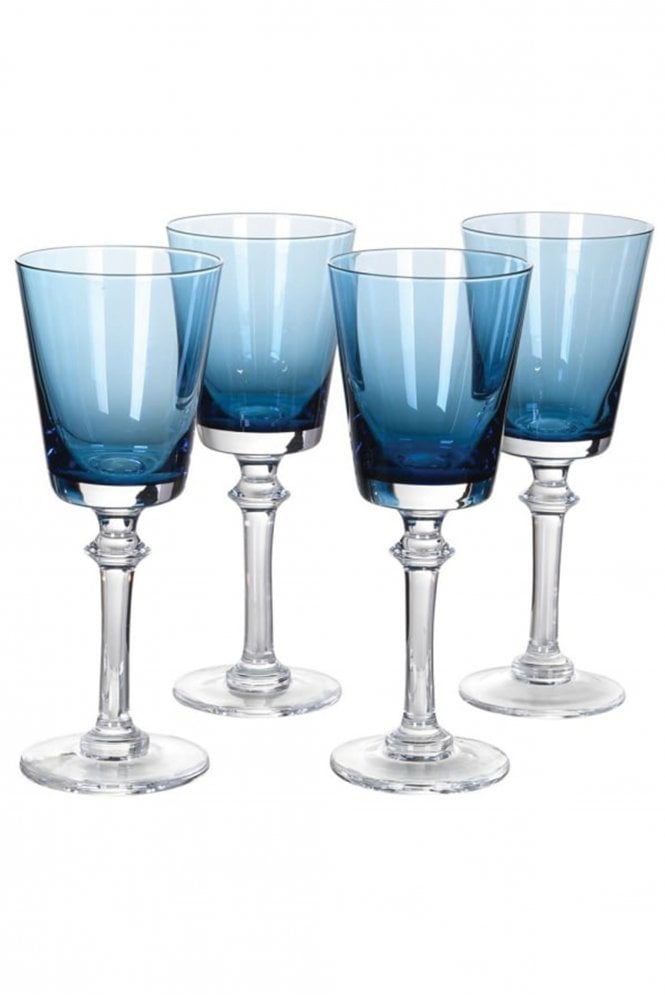 The Home Collection Set Of 4 Blue White Wine Glasses