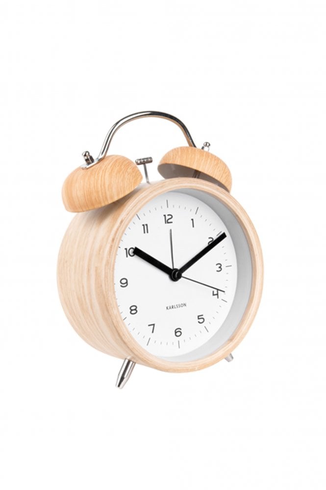 Wood Effect Classic Bell Alarm Clock