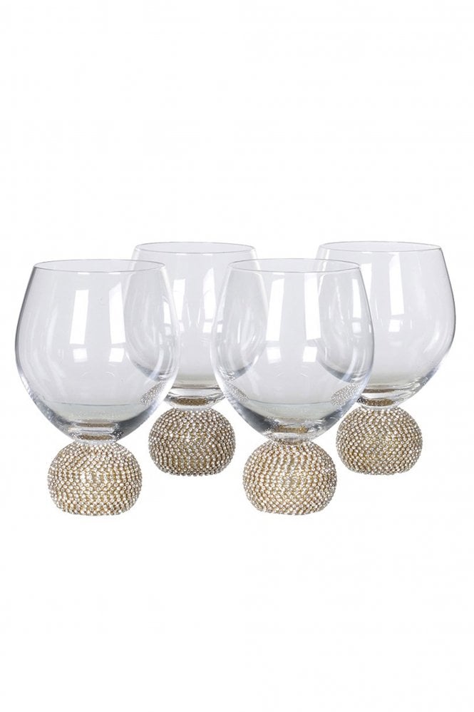 The Home Collection Set Of 4 Gold Diamante Dining Glasses