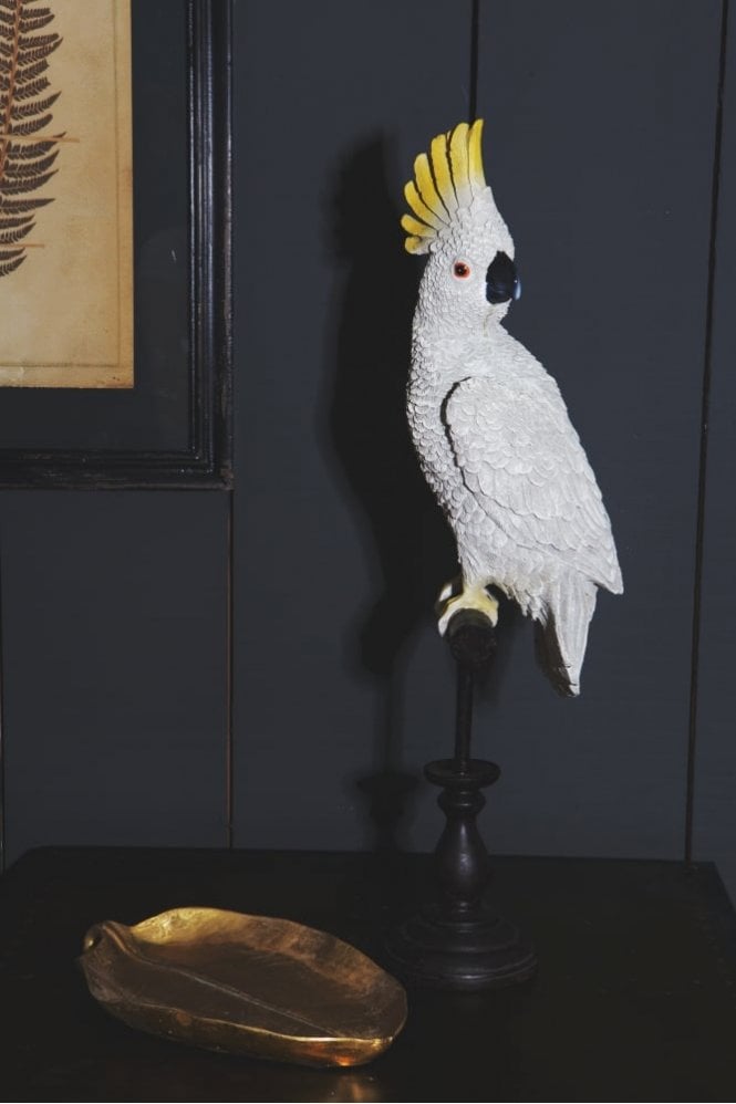 The Home Collection White Cockatoo On Perch Figure