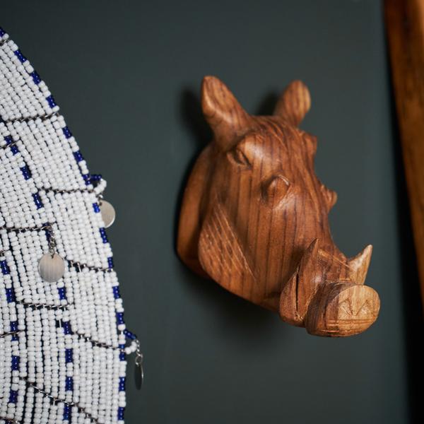 Hand Carved Wall Head Decoration Warthog