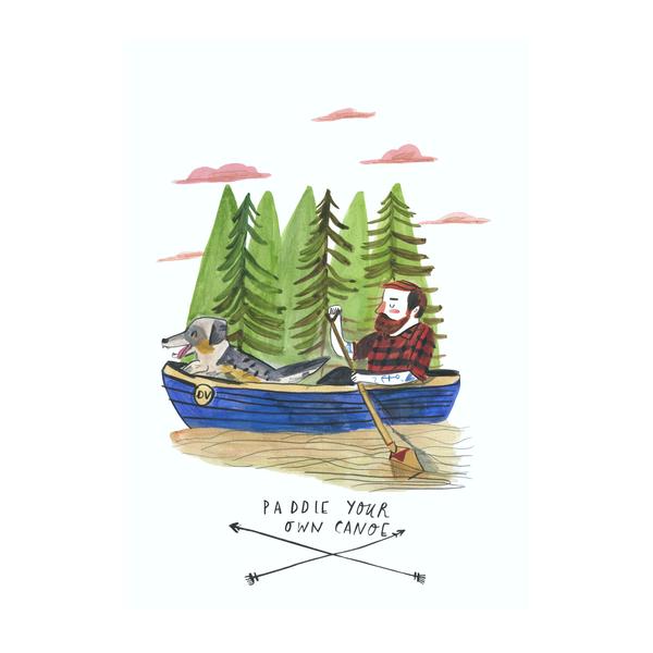 Dick Vincent Paddle Your Own Canoe A4 Art Print