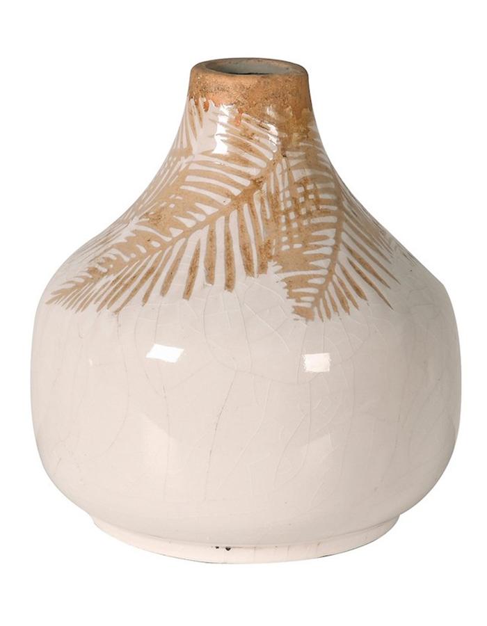 The Forest & Co. Cream Palm Print Ceramic Vase