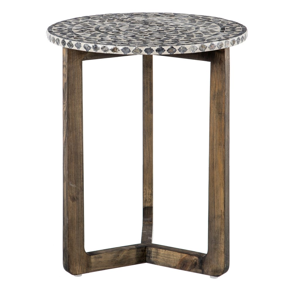 Small Grey & White Nacar Side Table