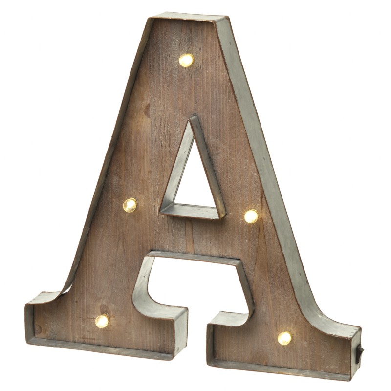 Heaven Sends Metal and Wood Letter with Led Bulbs