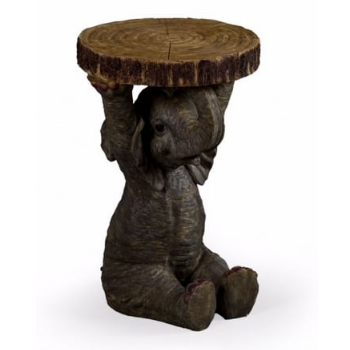 The Home Collection Elephant Holding Trunk Slice Side Table