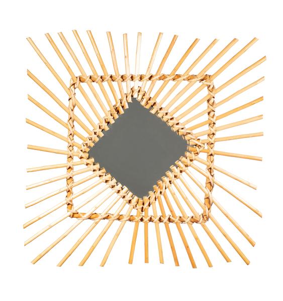 Rattan Square Sunburst Mirror