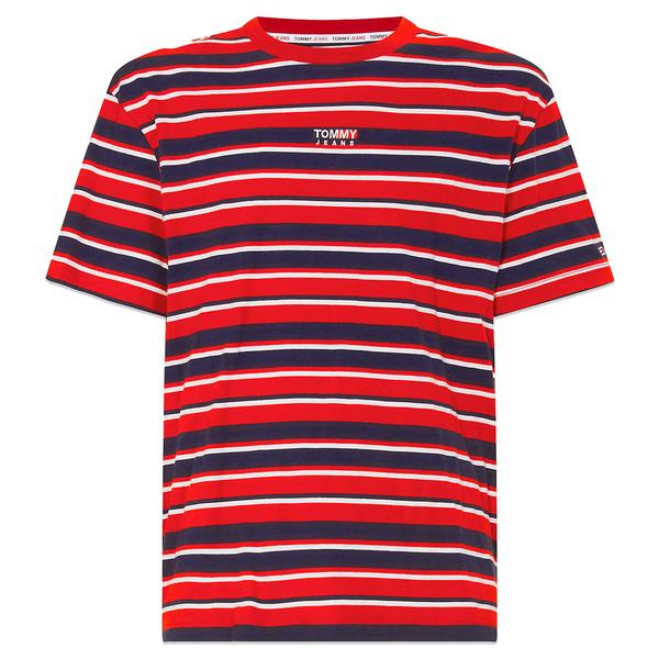 Tommy Hilfiger Center Graphic Stripe T Shirt Deep Crimson
