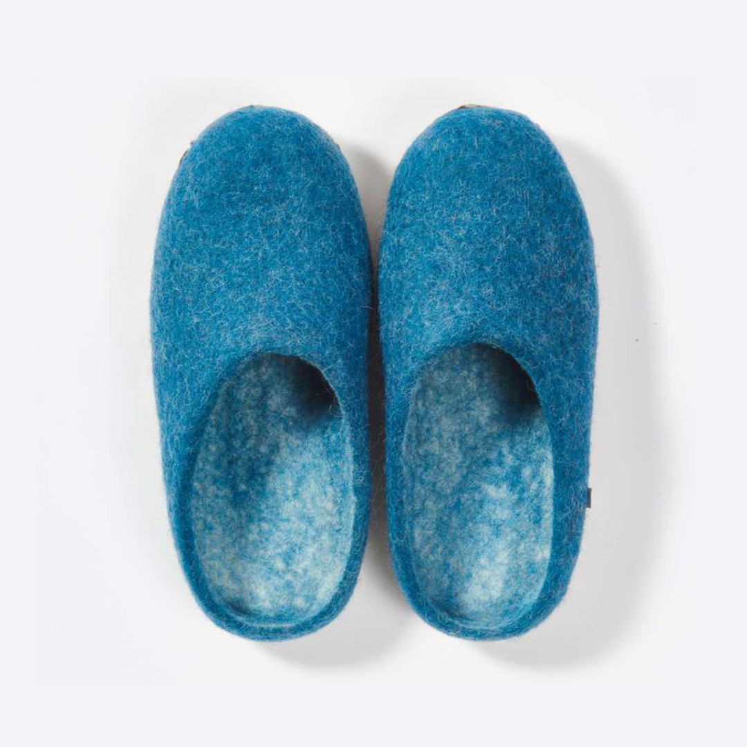 Felties Hand-Felted Slippers From Certified Production Petrol