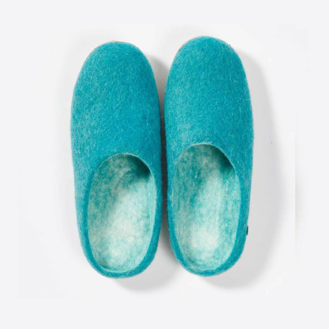 Felties Hand-Felted Slippers From Certified Production Turquoise