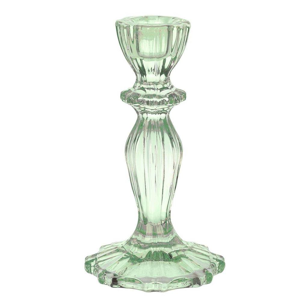 &Quirky Green Glass Candlestick Holder