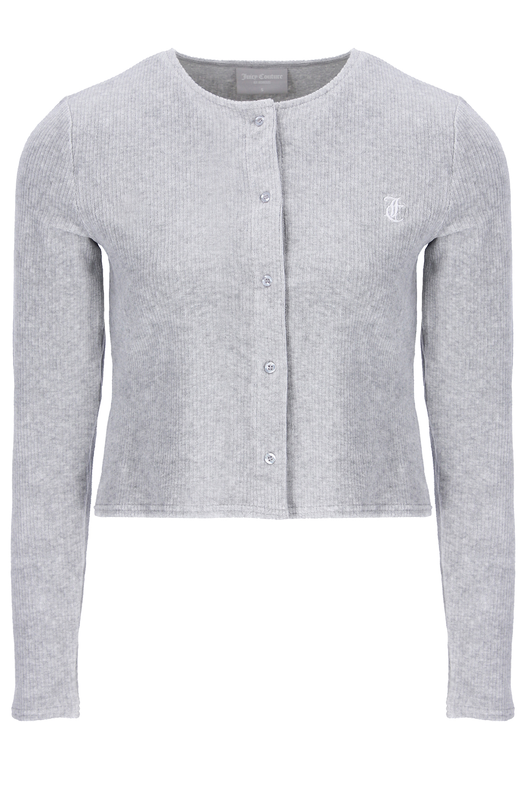 Luna Rib Velour Cardigan Silver Marl