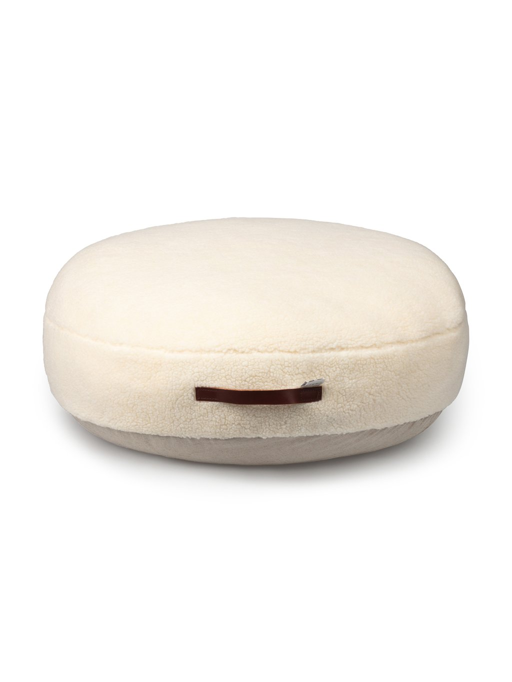 Off-White Sheepskin Round Floor Cushion