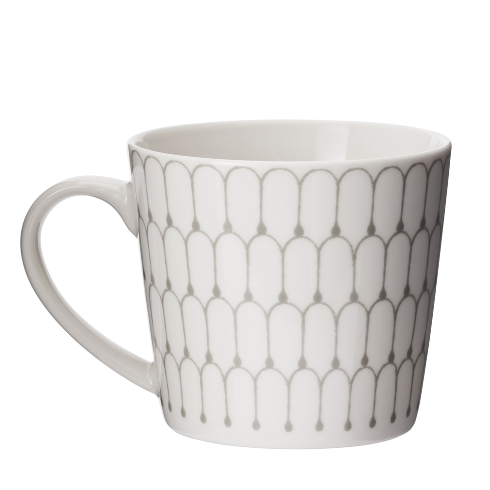 Large White Grey Porcelain Palais Mug