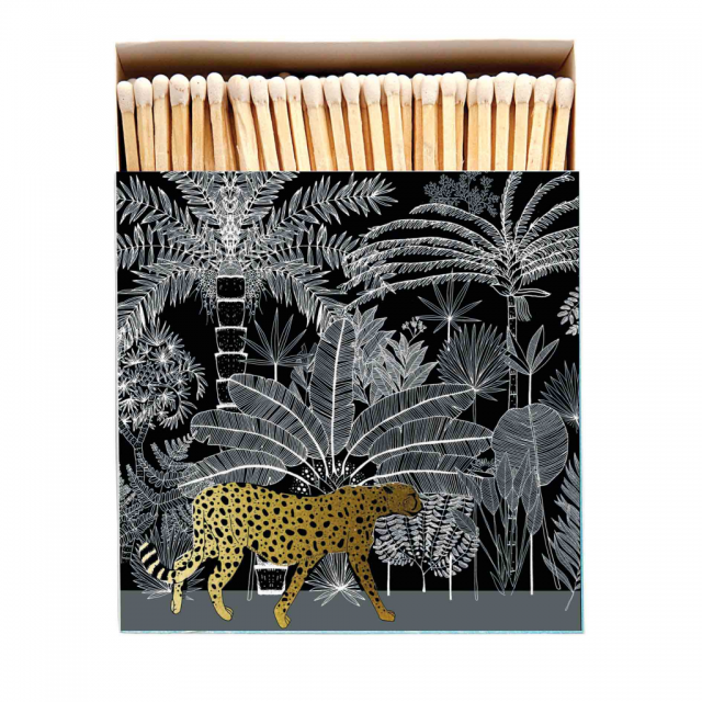 &Quirky Golden Cheetah In Black Jungle Box Of Matches