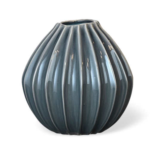 Broste Copenhagen Ceramic Wide Vase Blue Large