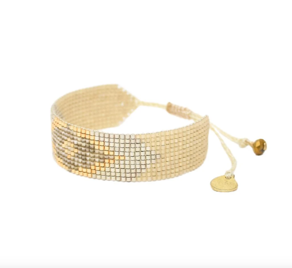 Peeky S Gold Silver Beaded Cuff Bracelet