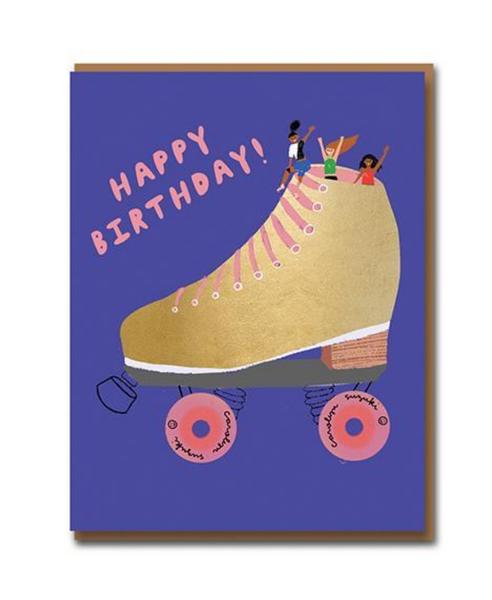 Golden Skater Birthday Greeting Card