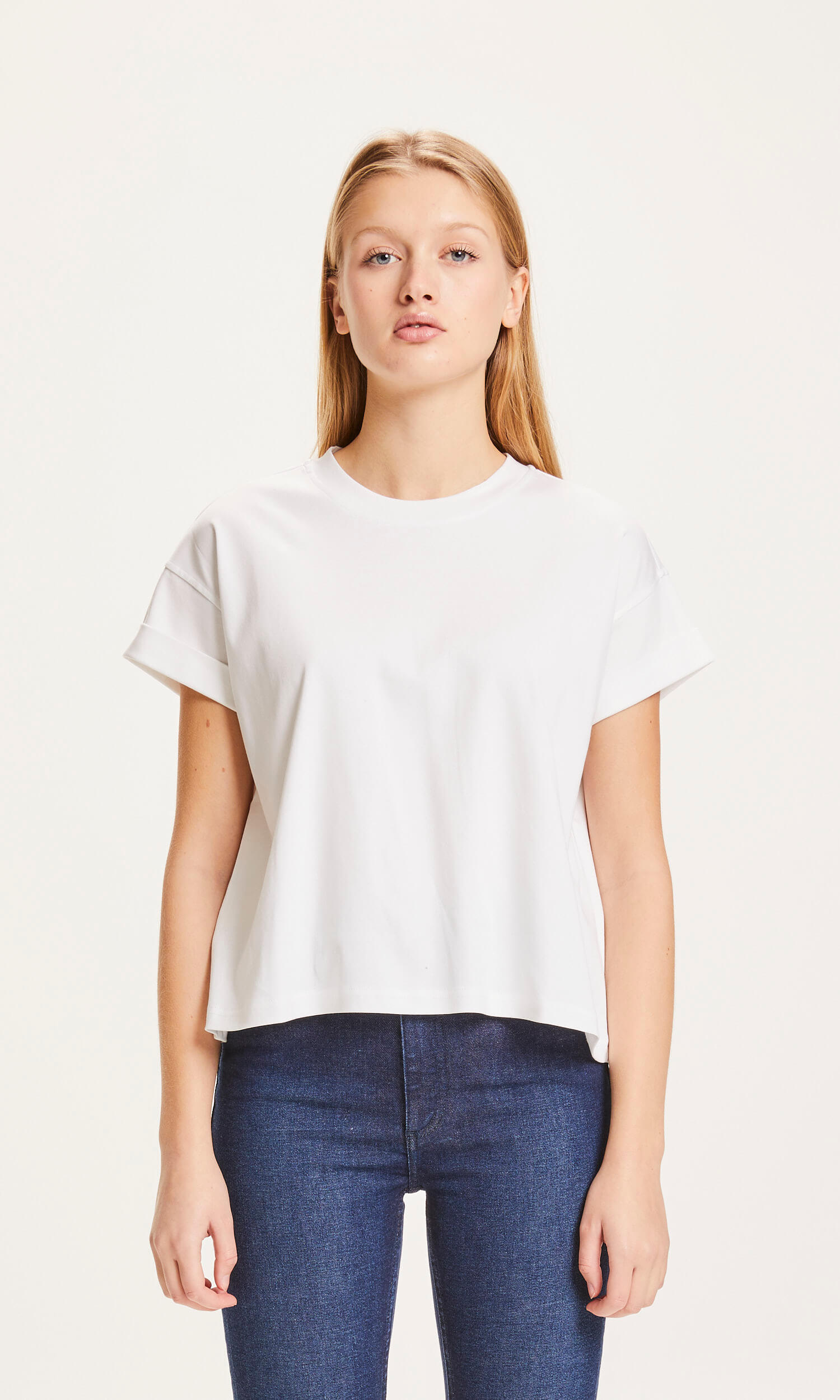 Violet Loose Roll Up T Shirt Bright White