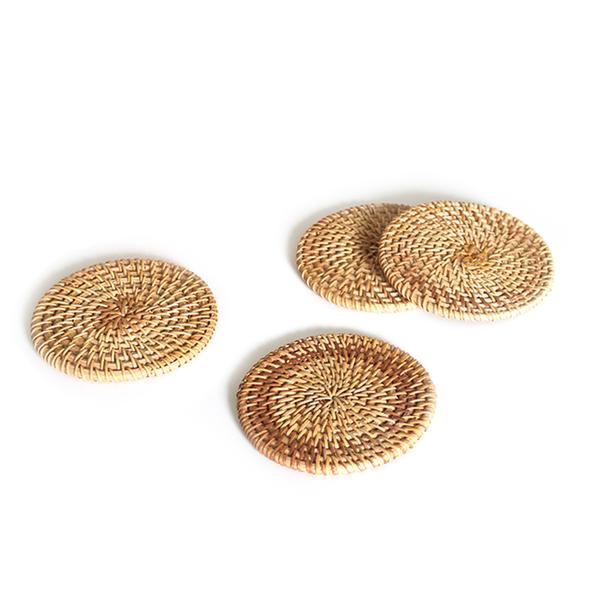 Curiouser Collection Set Of Four Rattan Coasters