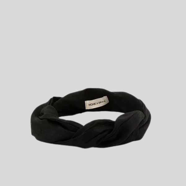 Monk & Anna Cotton Headband In Black