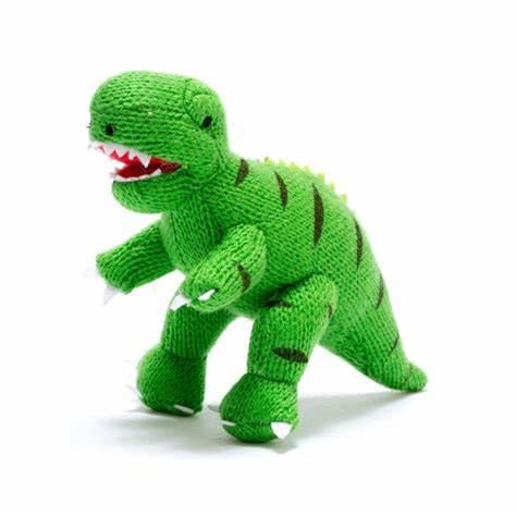 Best Years Green Knitted Rattle T Rex Toy