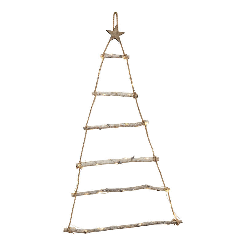 &Quirky Wall Hanging Wooden Christmas Tree With Lights