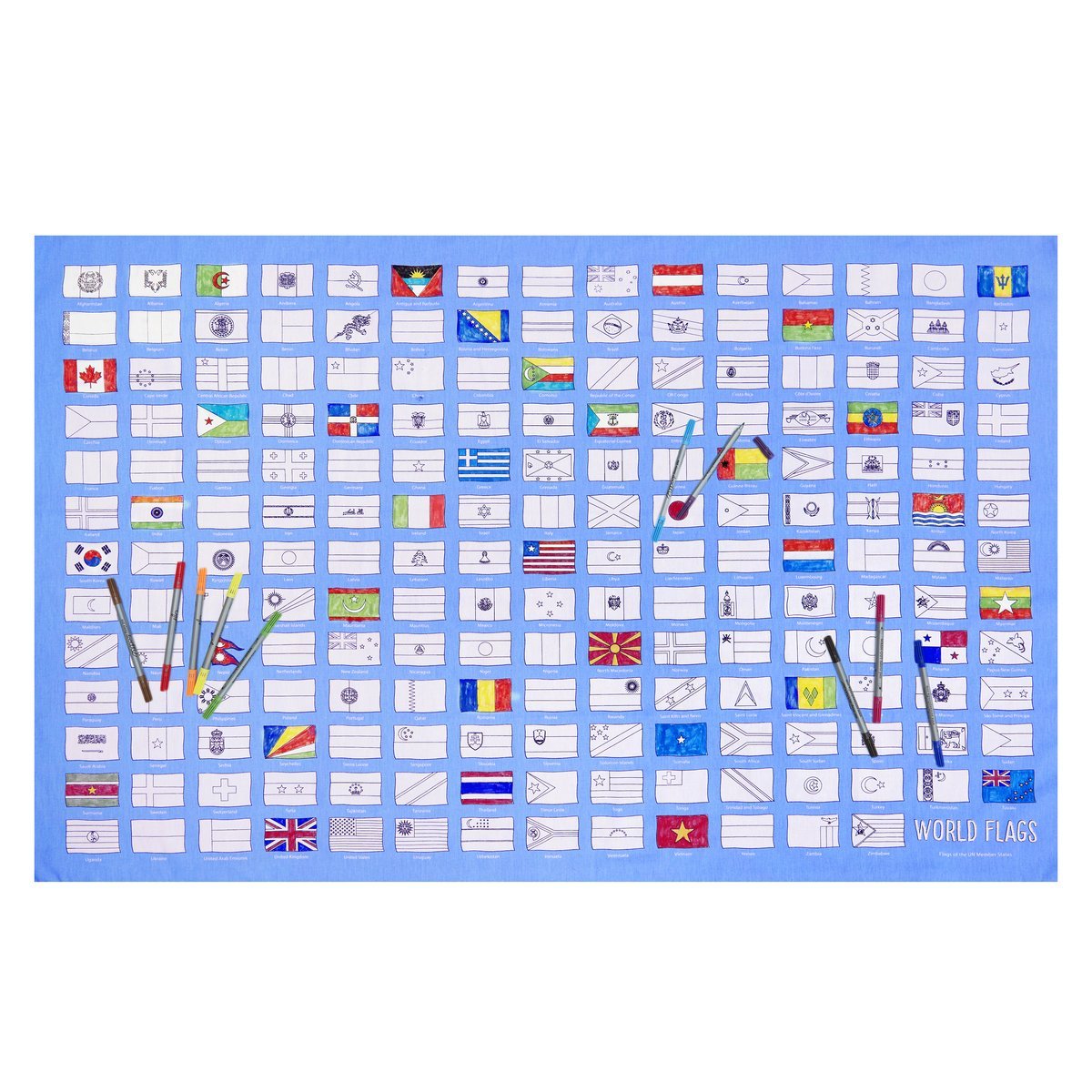 Eat Sleep Doodle World Flags Tablecloth