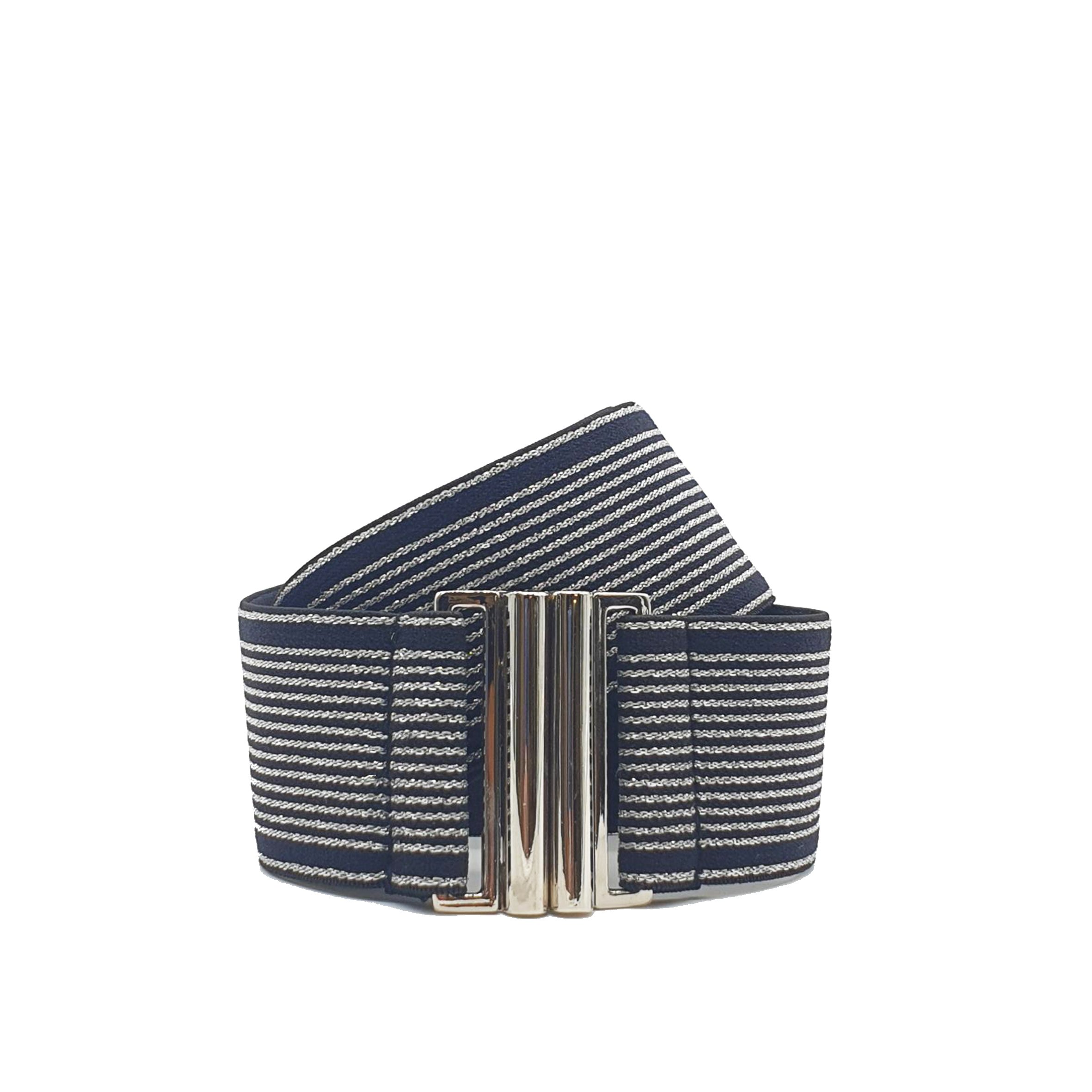 Elastic Belt Fine Stripe Silver