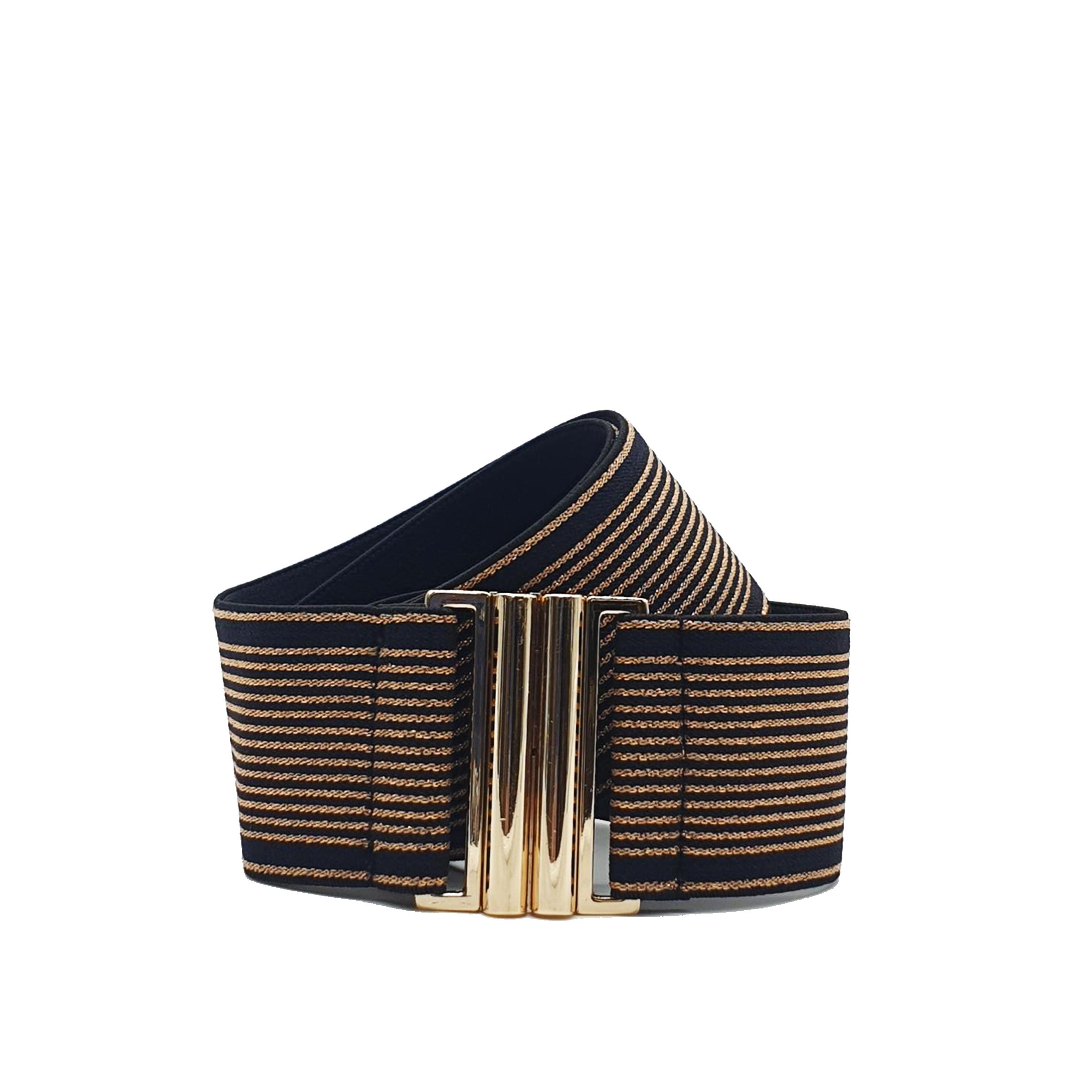 Elastic Belt Fine Stripe Gold