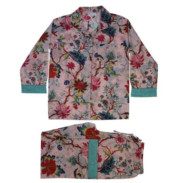 Cotton Pyjamas Pink Exotic Flowers