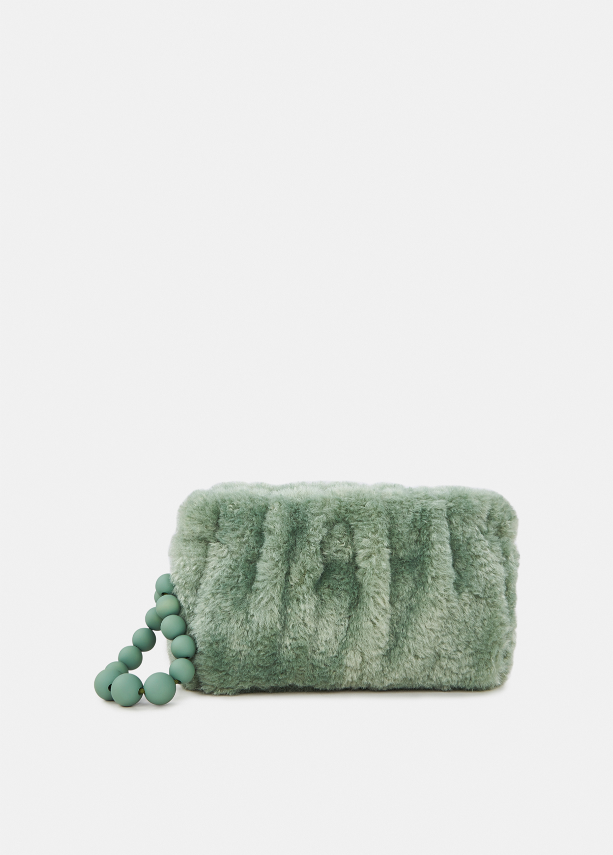 Essentiel Mint Green Faux Fur Pouch Evening Bag